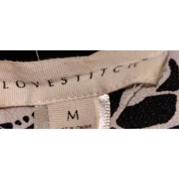 Lovestitch Women's Medium Cross Front Black & White Geometric Print Blouse - Picture 3 of 4